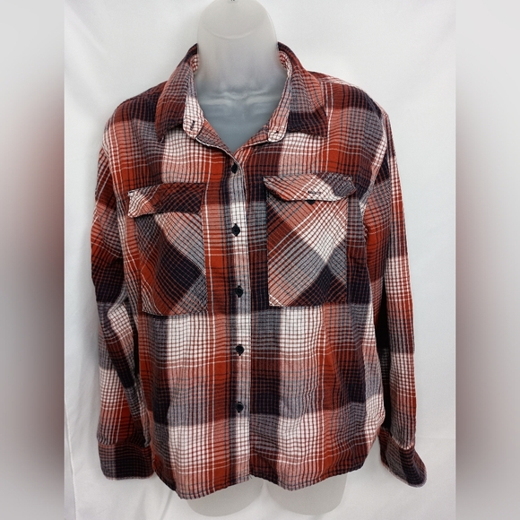 Wrangler Women's Outdoors Casual Winter Red Black Plaid Button Down Shirt (#391) - Picture 1 of 8